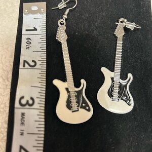 Silver Guitar Earrings